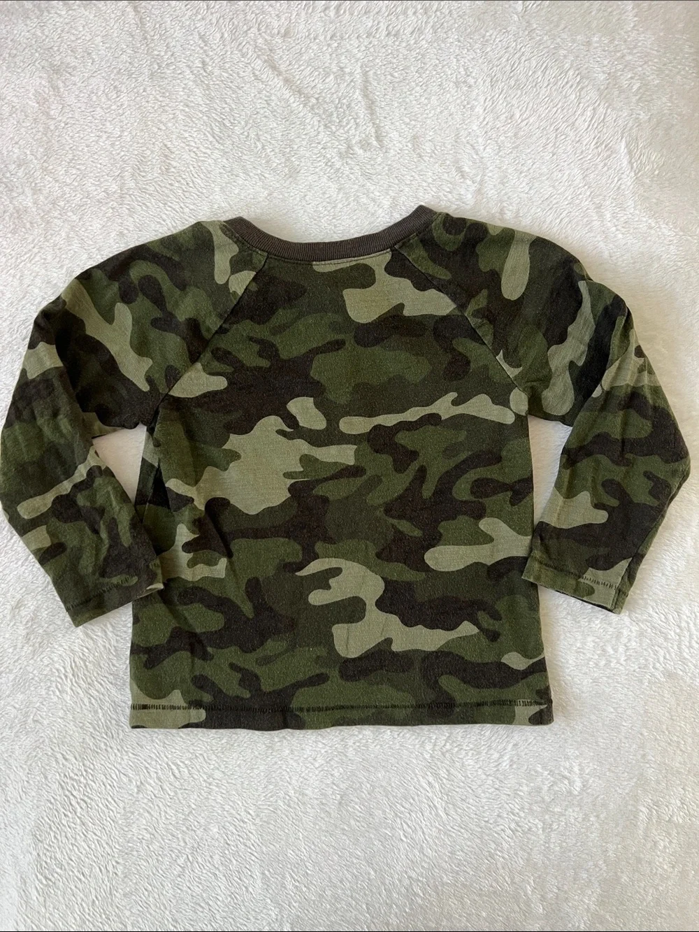 GAP Kids Camouflage Henley Long Sleeve Tee - Olive & Dark Green